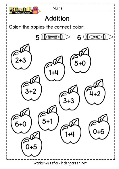 addition worksheets for kindergarten